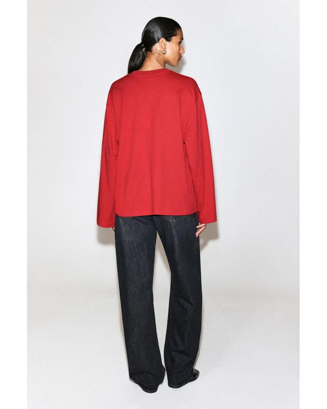 COS Red Brushed-Cotton Long-Sleeved T-Shirt