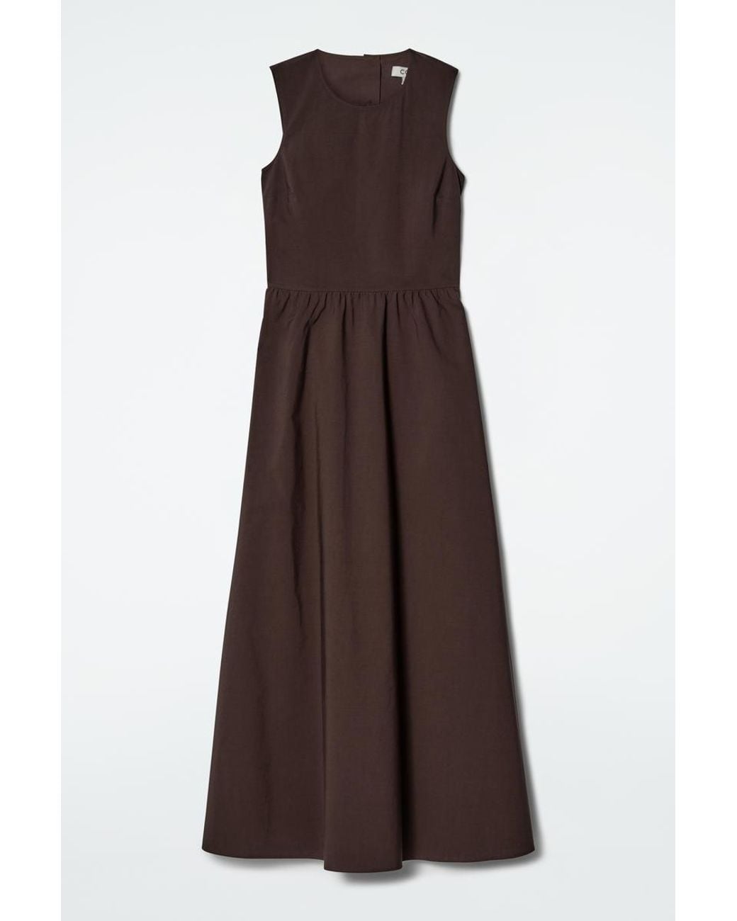 COS Open-back Cotton Maxi Dress in Brown | Lyst