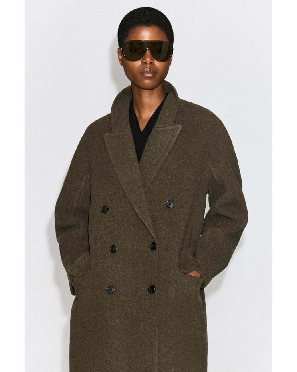 COS Green Tailored Double-Faced Wool Long Coat