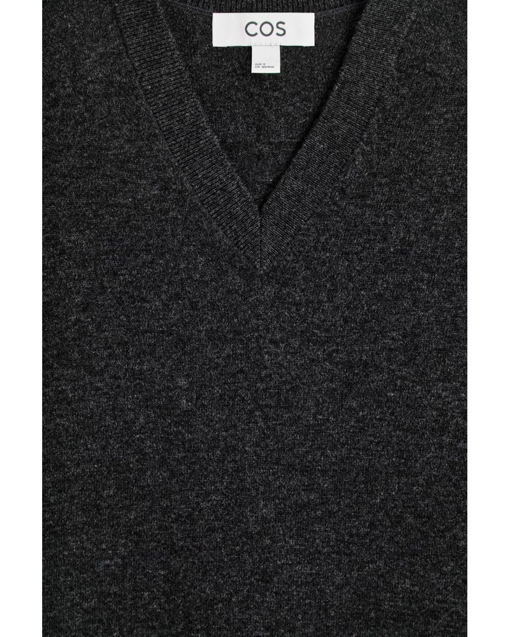 COS Black Merino Wool V-Neck Vest