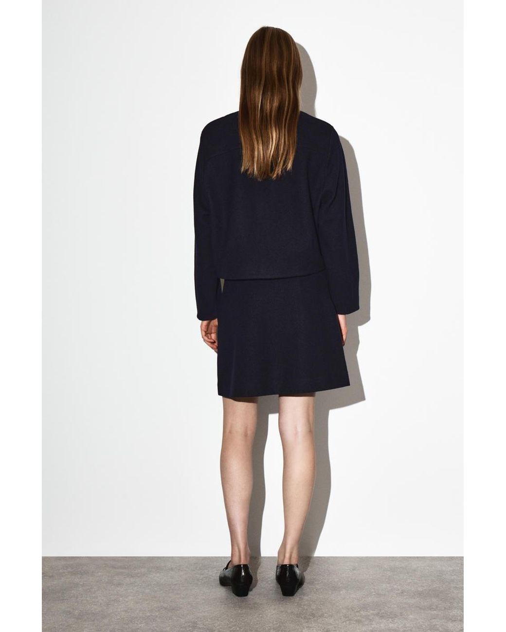 COS Blue Boiled Merino Wool Mini Skirt