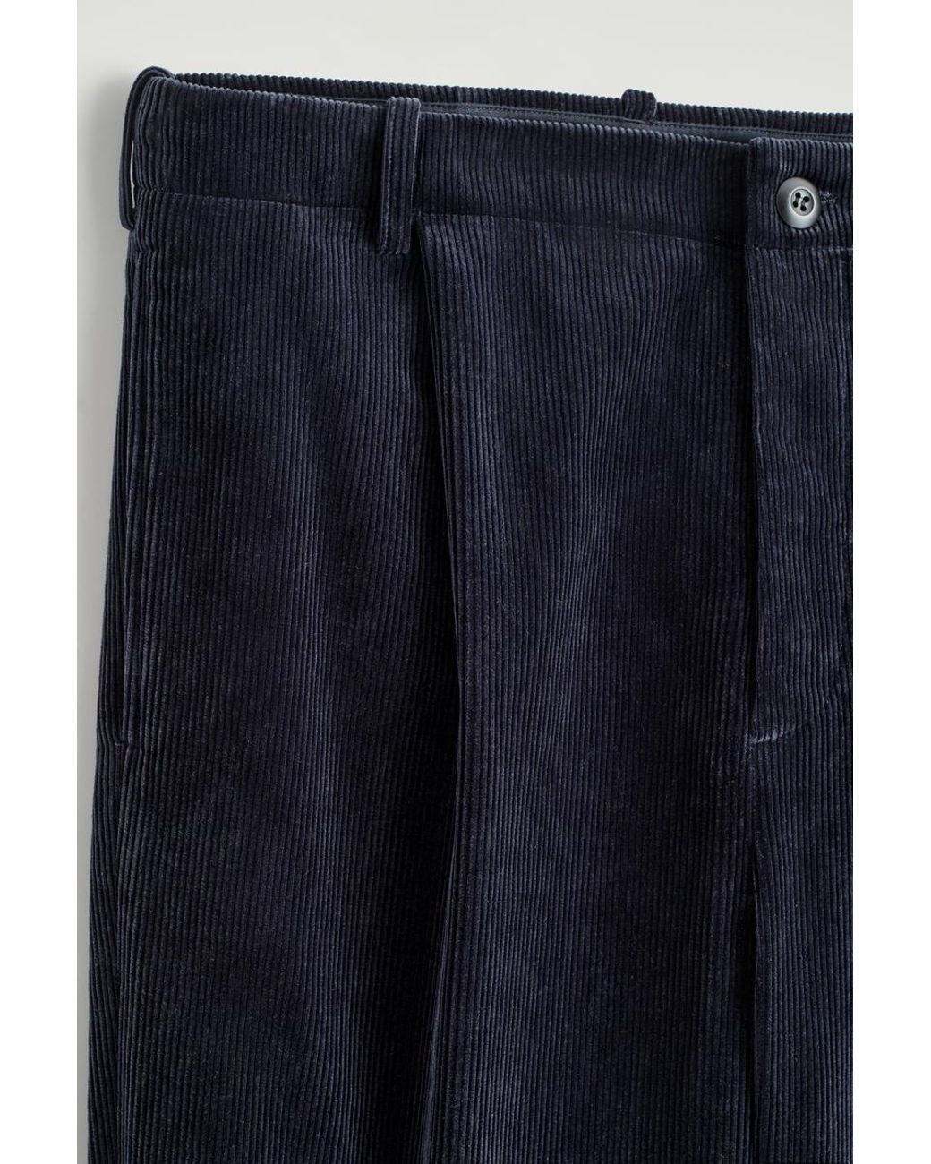 cos-pleated-corduroy-relaxed-fit-straight-leg-pants-in-blue-for-men