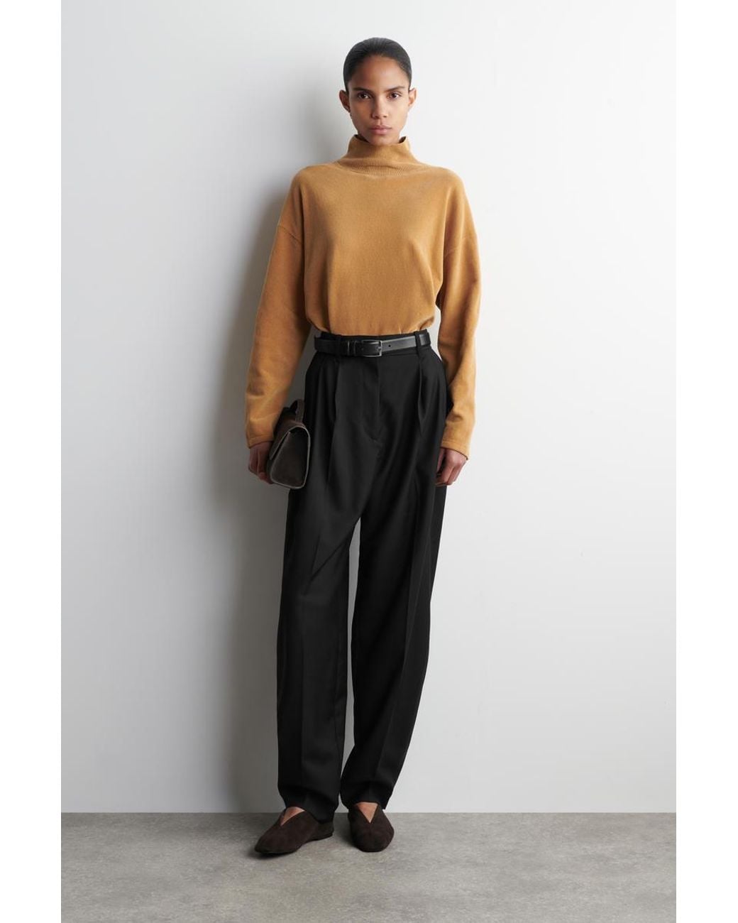 COS Natural Chenille Mock-Neck Sweater