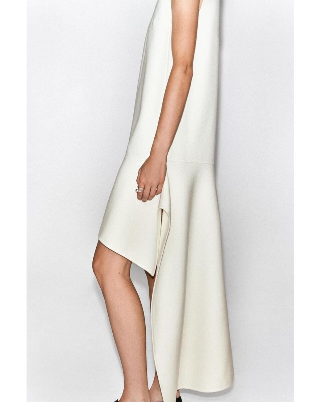 COS Natural Dropped-Waist Double-Faced Wool Dress