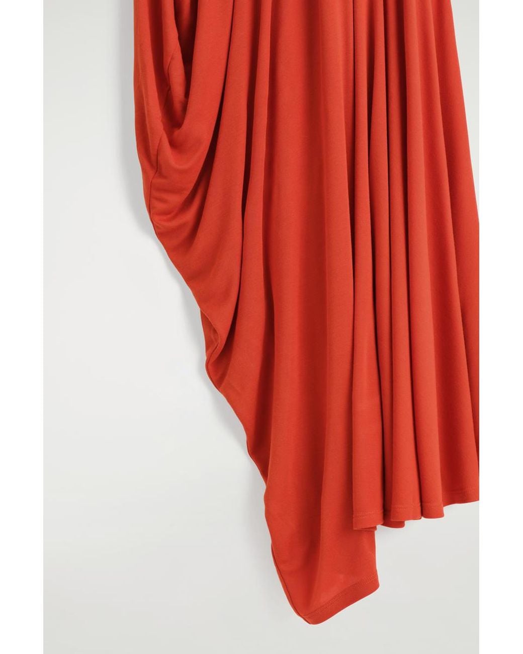 COS Red Asymmetric Draped Midi Dress