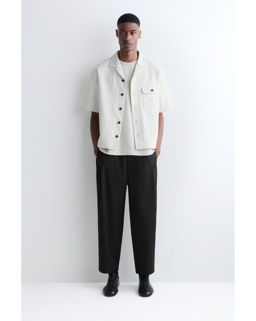 COS White Cotton Utility Shirt for men