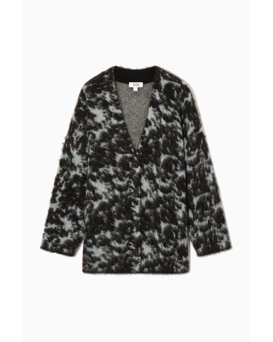 COS Tortoiseshell-jacquard Alpaca-blend Cardigan in Black | Lyst