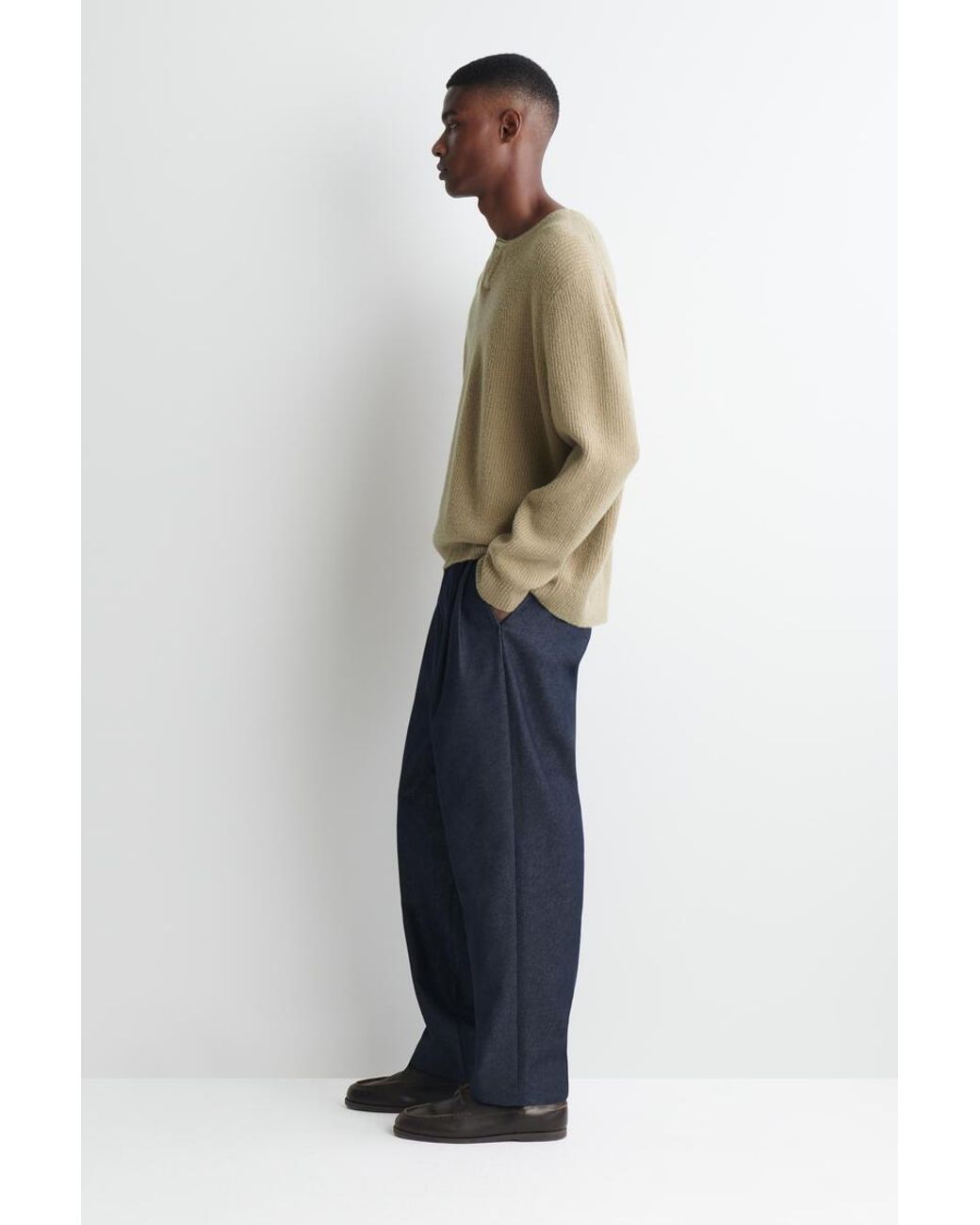 Pull Henley En Laine Mélangée Bouclée COS pour homme en coloris Natural