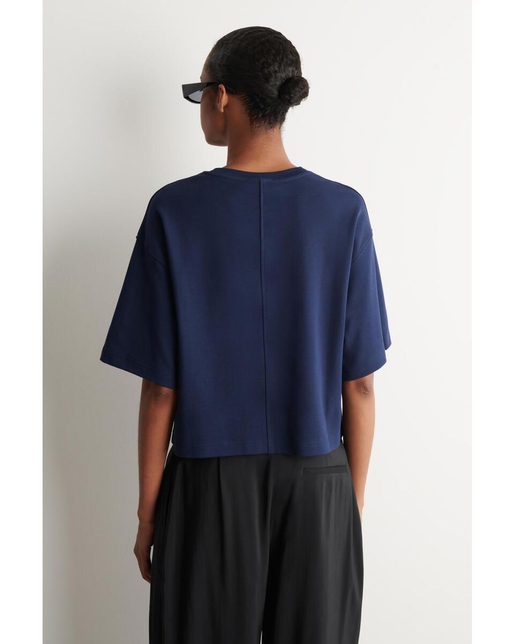 COS Blue Oversized Boxy Cotton T-Shirt