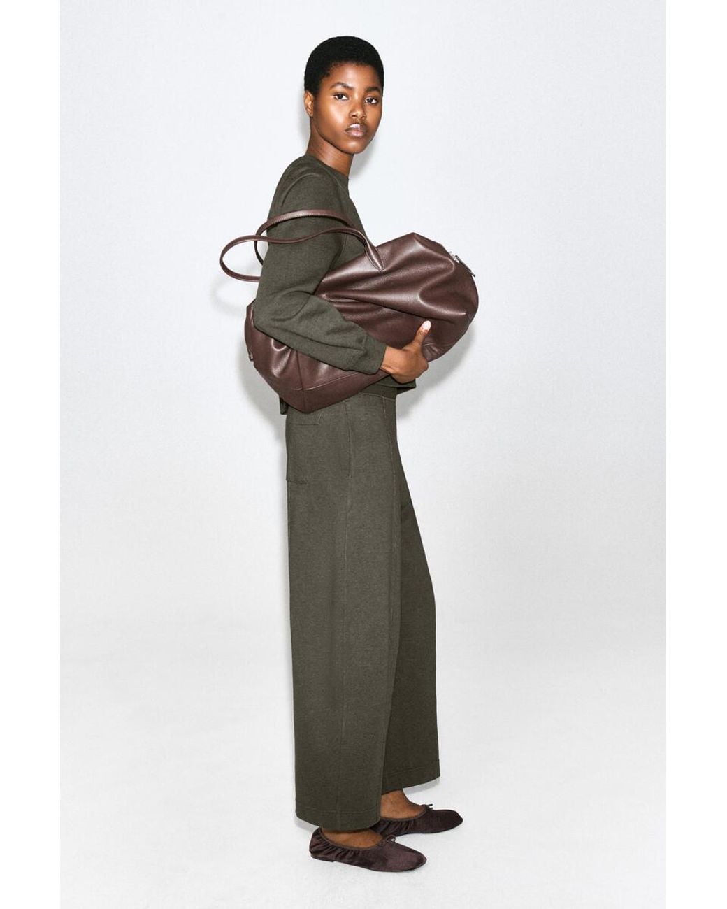 COS Green Cotton Barrel-Leg Joggers