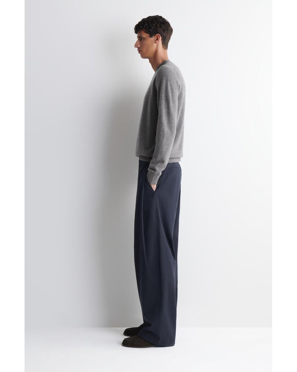 COS Gray Cashmere Crew-Neck Jumper for men