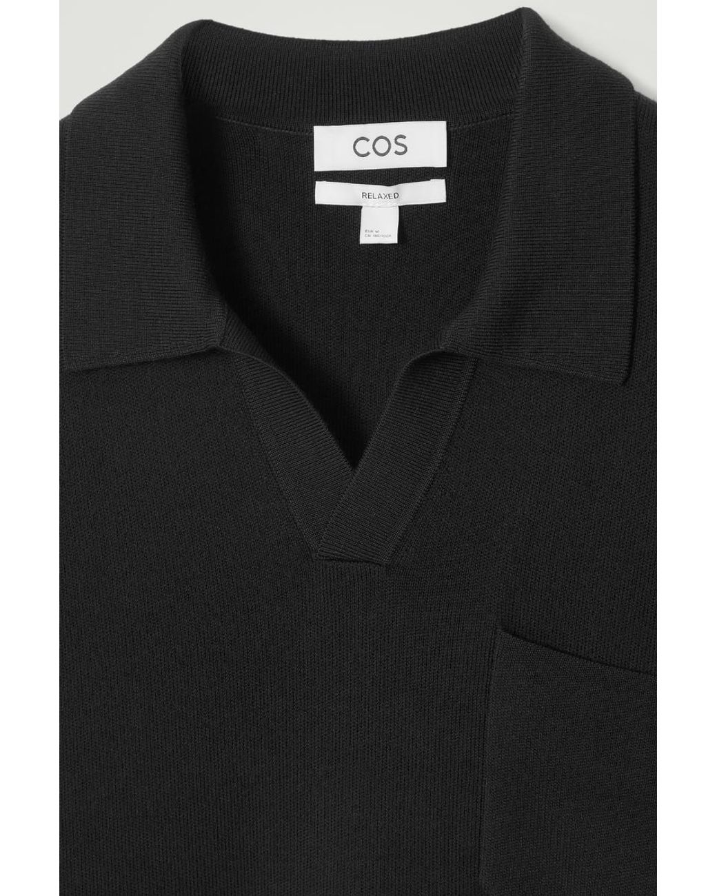 COS Knitted Wool Long-sleeved Polo Shirt in Black for Men | Lyst UK