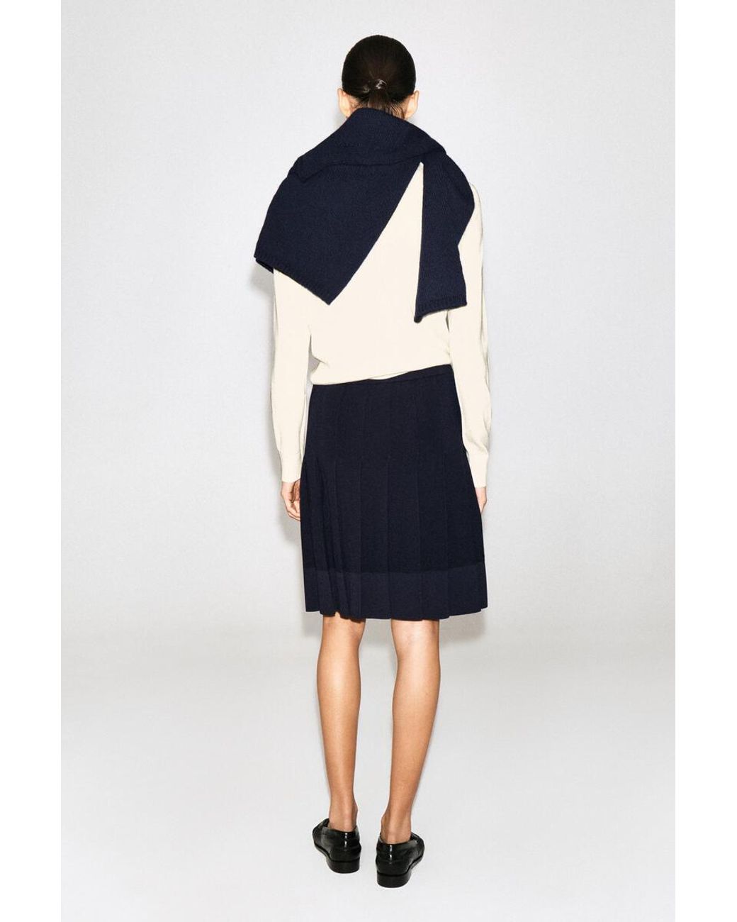 COS Blue Pleated Merino Wool Midi Skirt