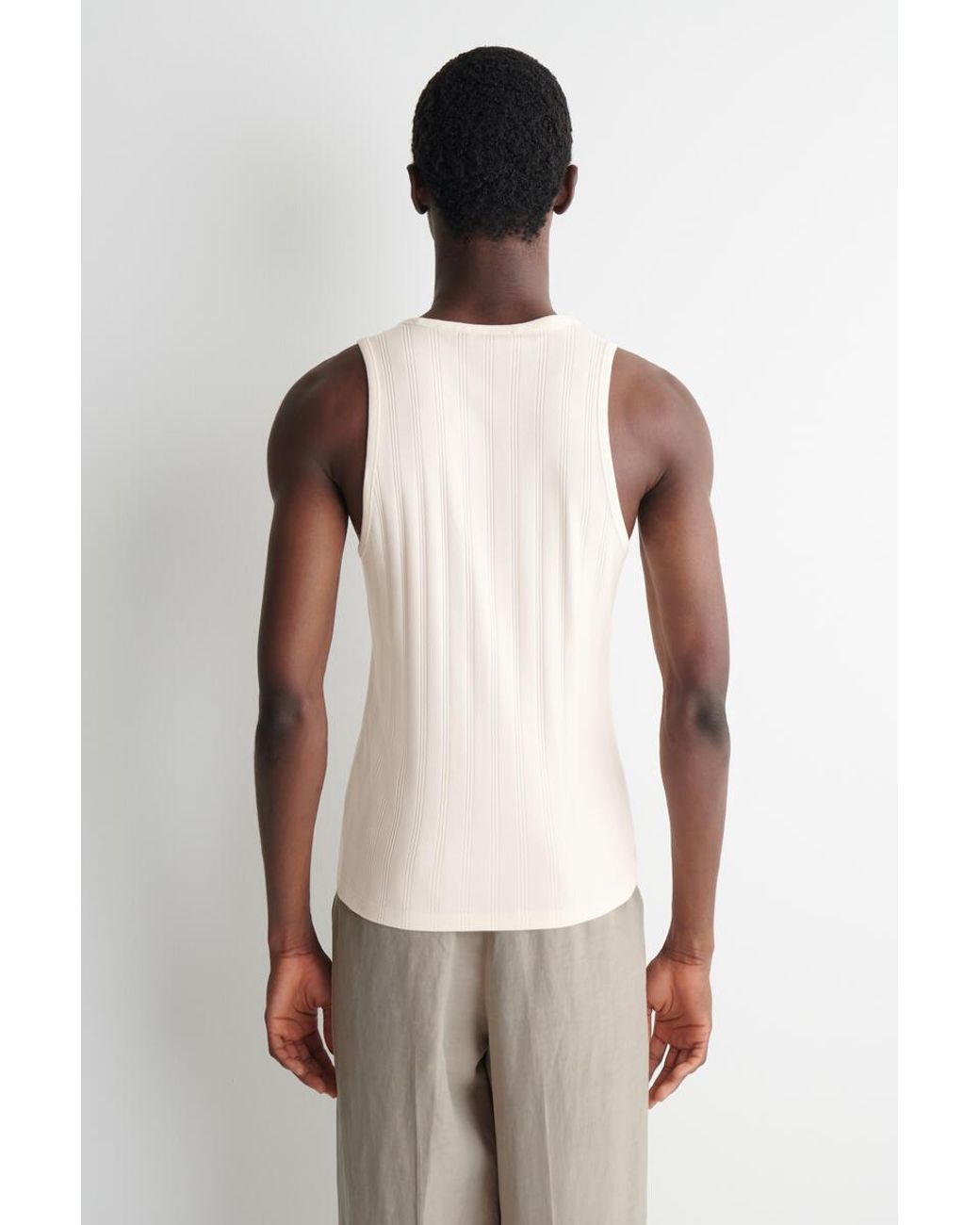 COS Natural Slim-Fit Wide-Rib Cotton Tank Top for men