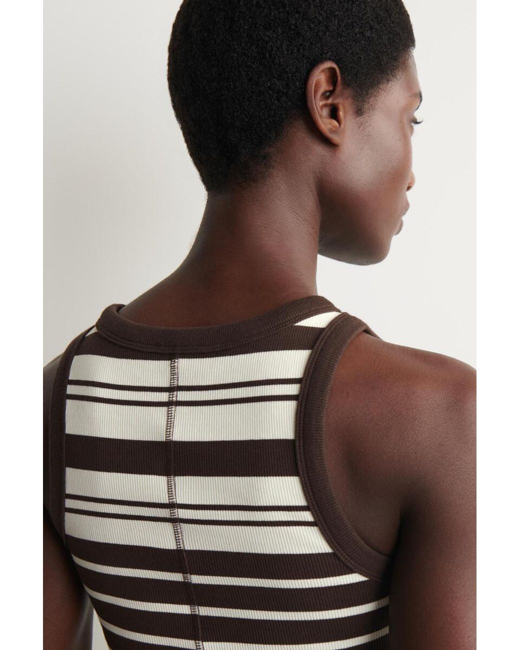 COS Brown Ribbed Cotton Tank Top