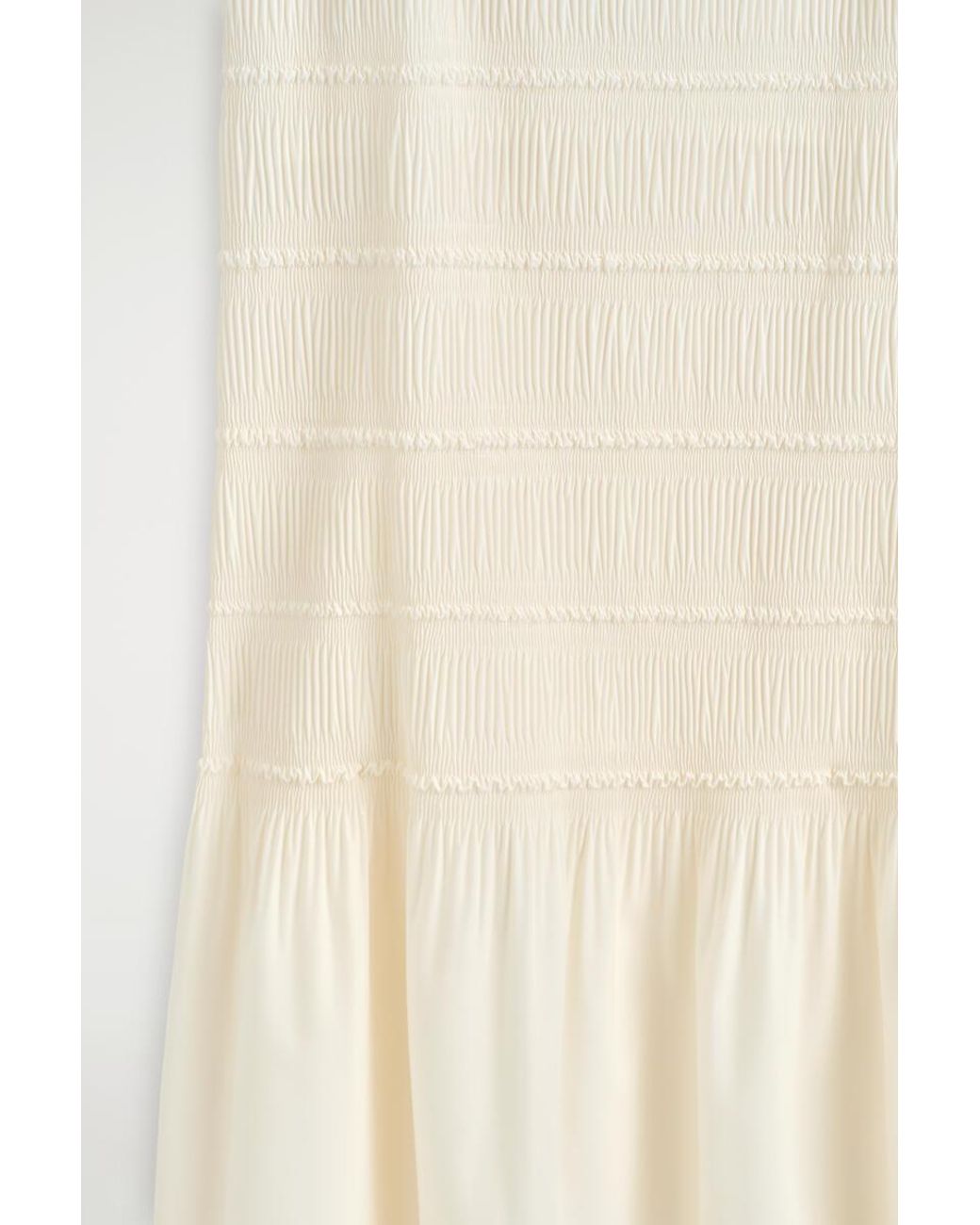 COS White Ruched Dropped-Waist Poplin Midi Dress