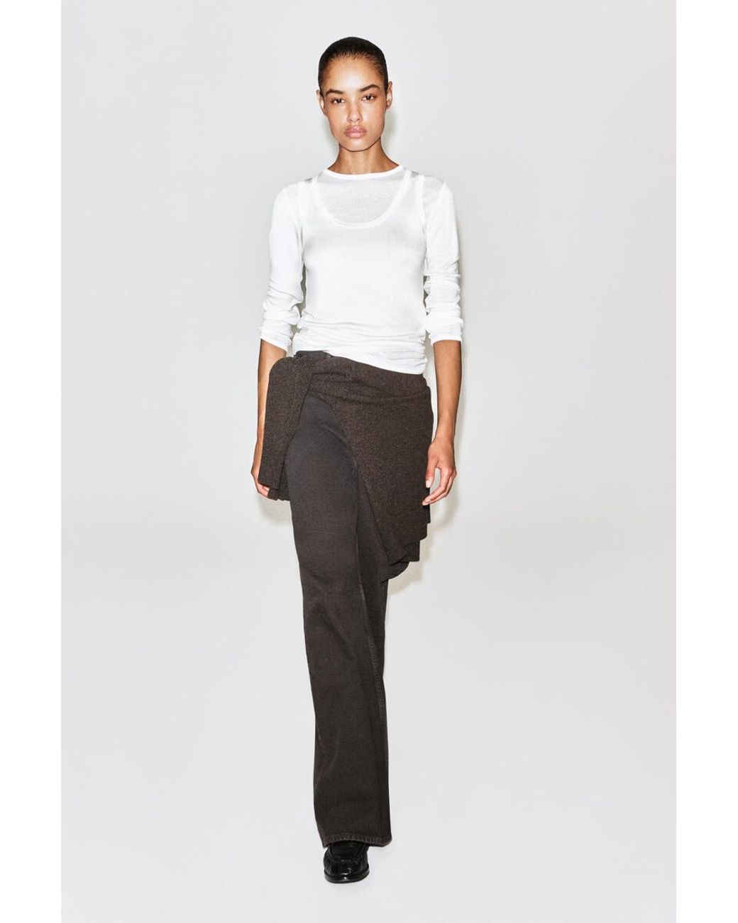 COS Brown Dial Wide-Leg Jeans