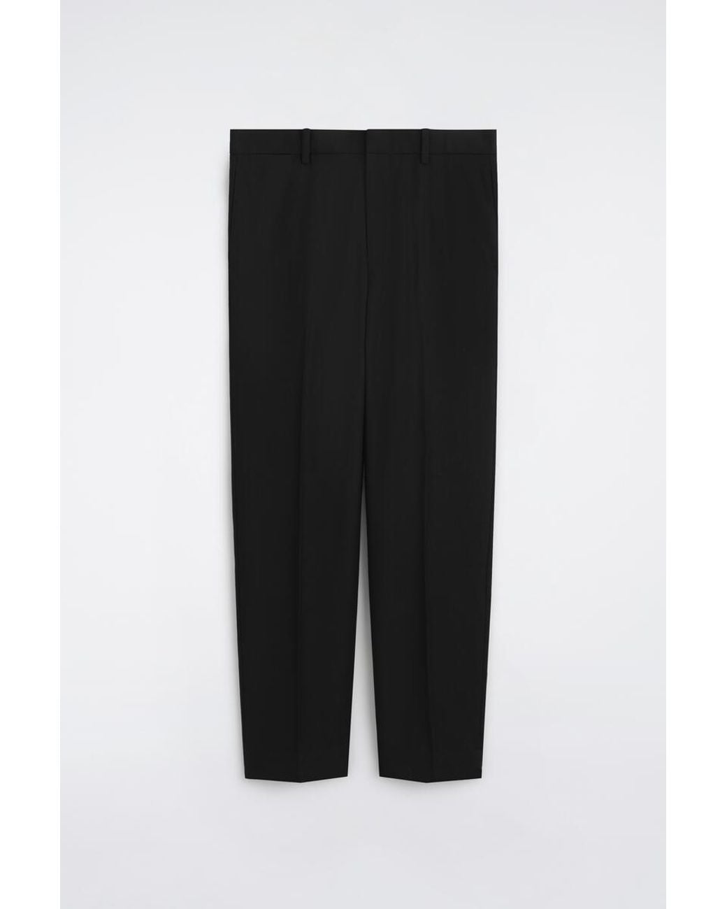 COS Black Wool Regular-Fit Straight-Leg Trousers for men