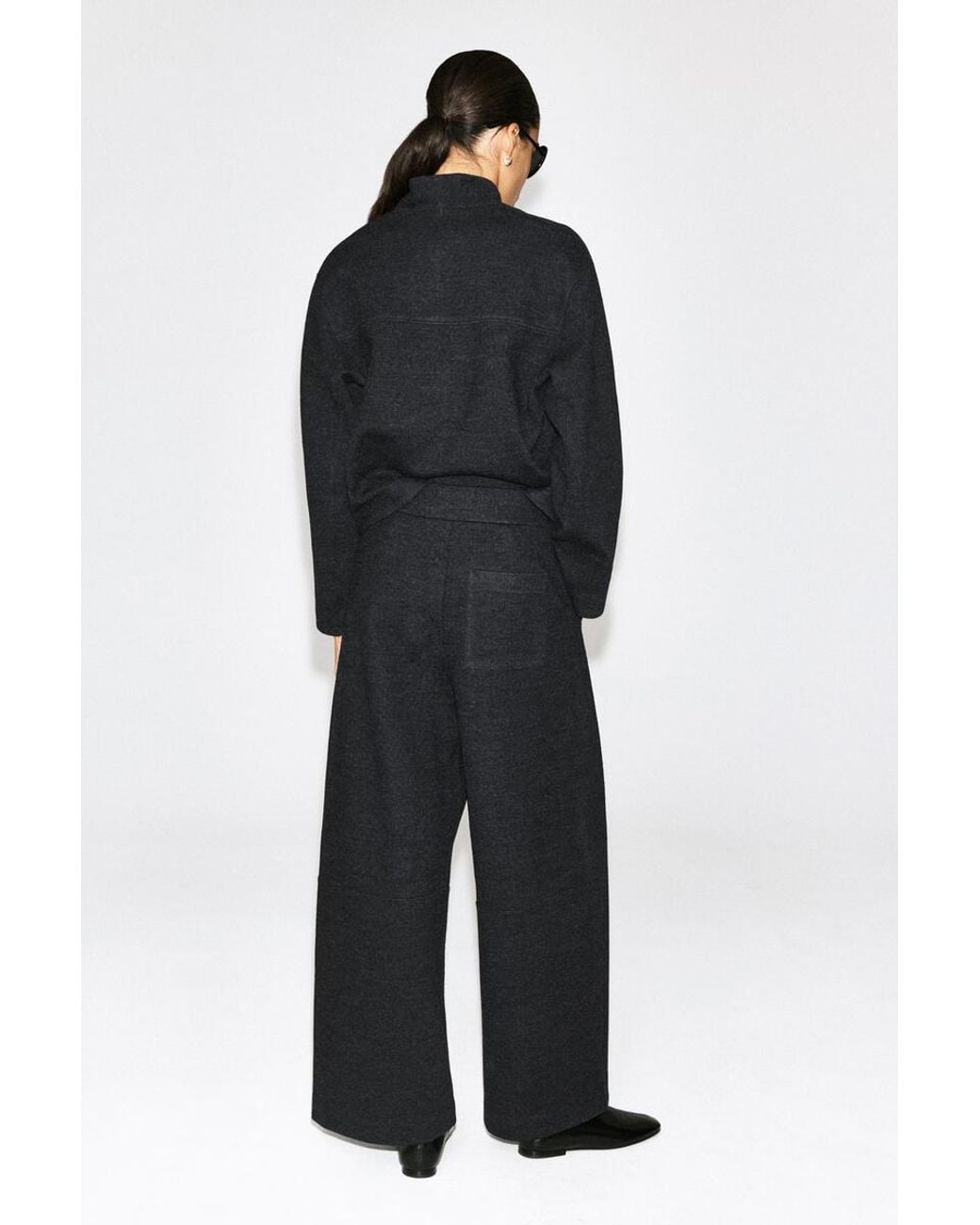 COS Gray Boiled Wool-Blend Barrel-Leg Pants
