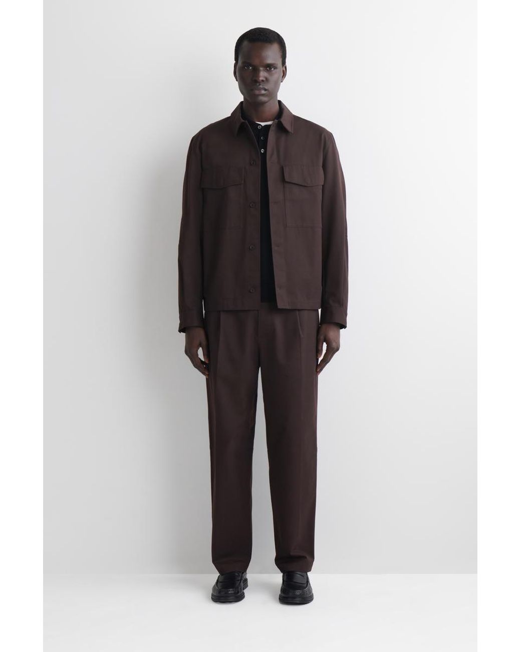 COS Brown Relaxed Cotton Overshirt for men