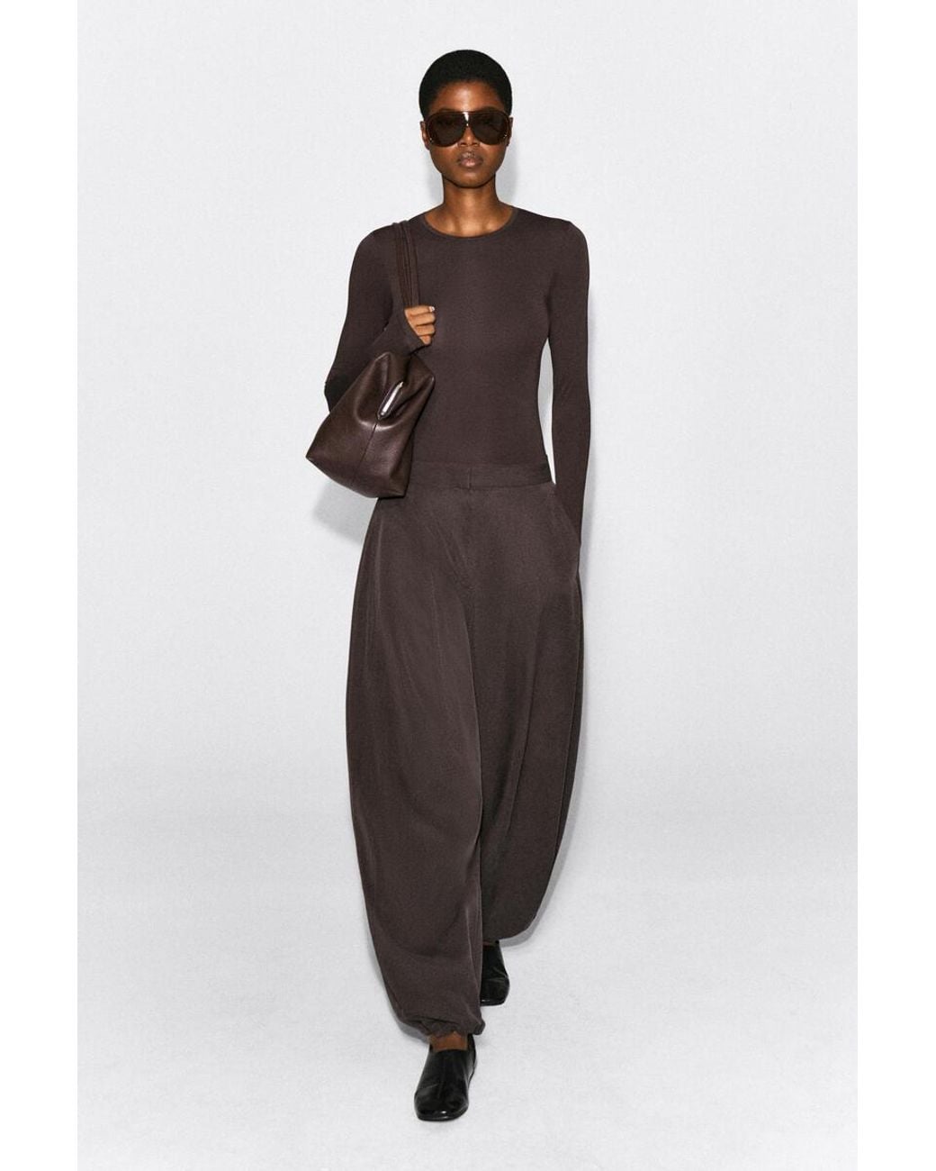 COS Brown Toggle-Hem Balloon Trousers