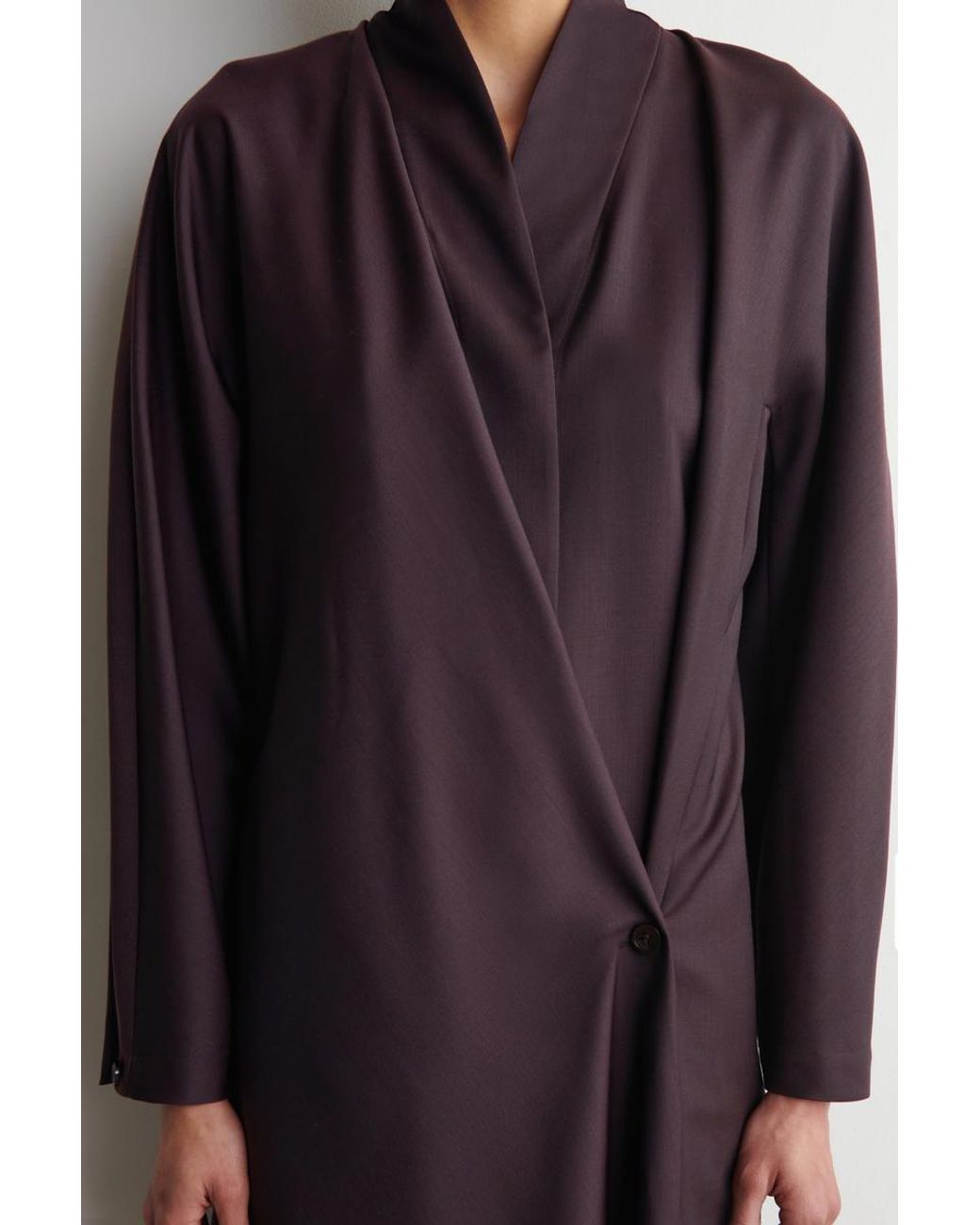 COS Purple Shawl-Collar Wool Wrap Dress
