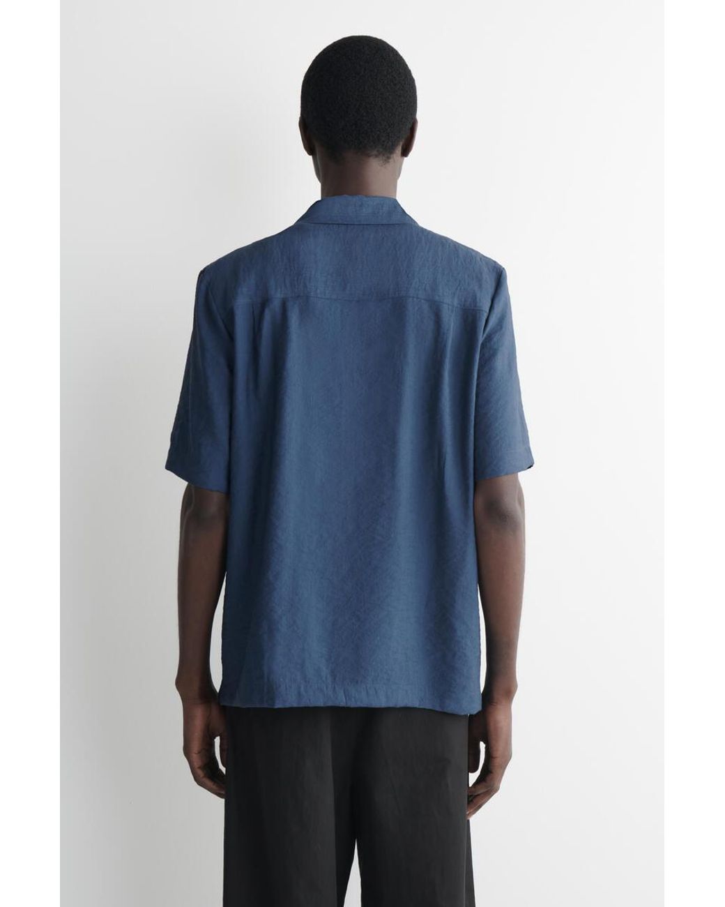 COS Camp-collar Linen Shirt In Blue for men