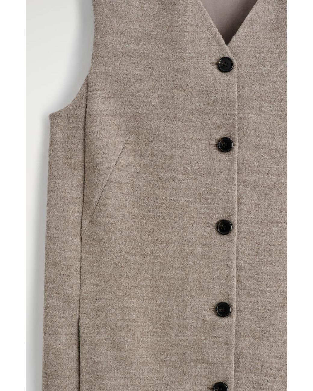 COS Natural Merino Wool Buttoned Shift Mini Dress