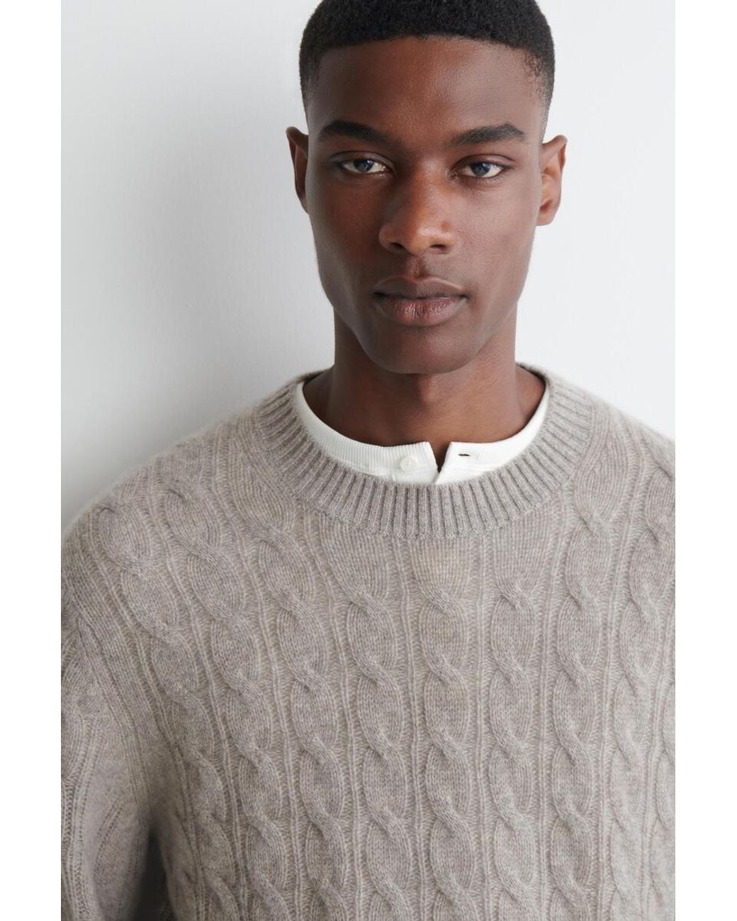 COS White Cable-Knit Pure Cashmere Crew-Neck Sweater for men