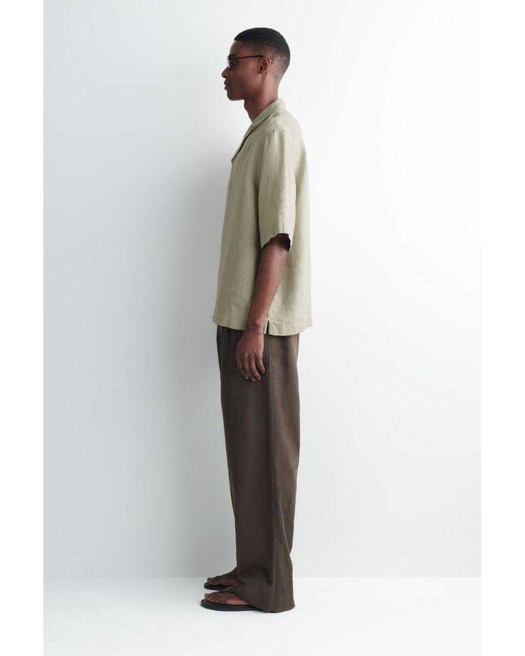 COS Natural Linen Popover Shirt for men