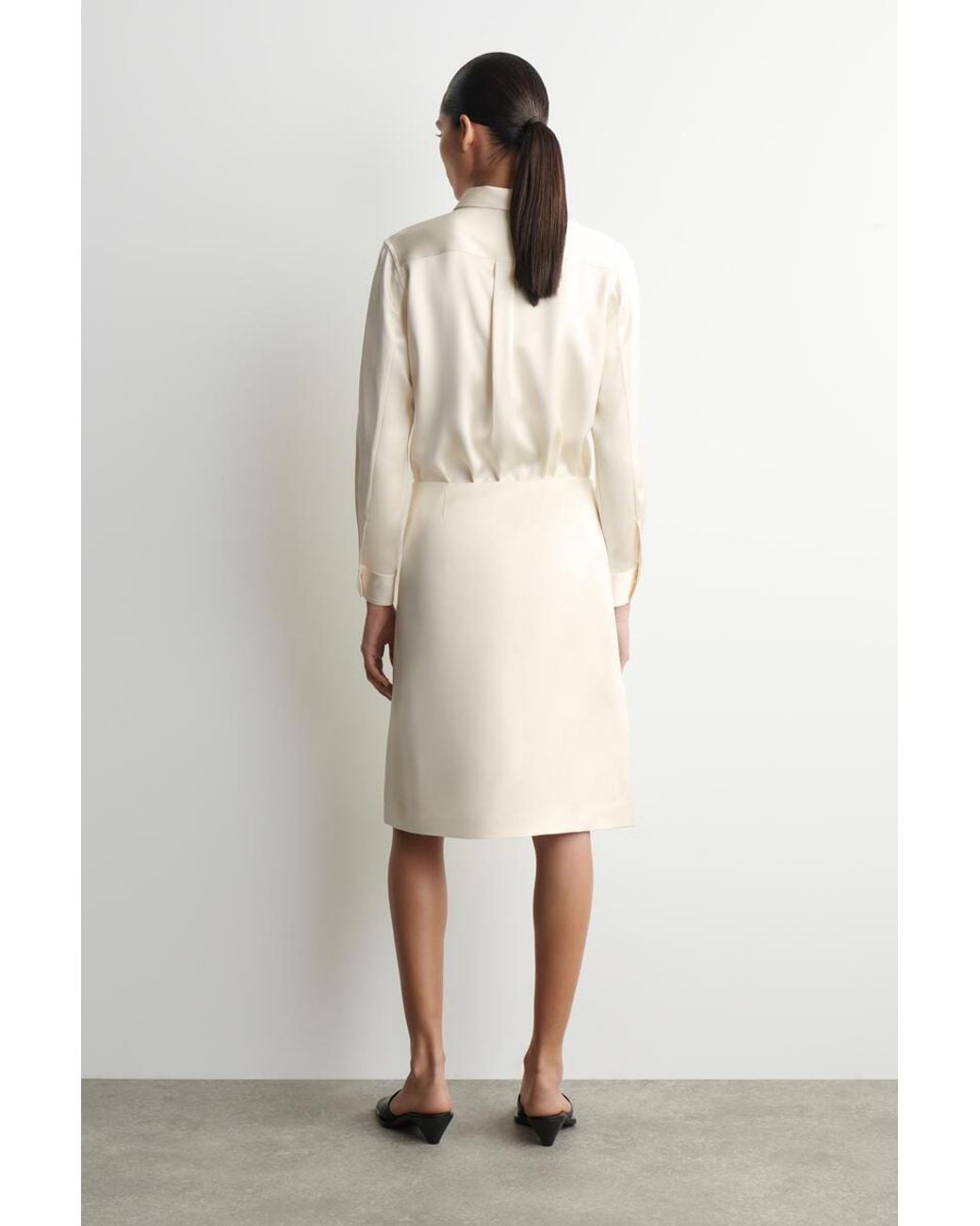COS Natural Satin Wrap Skirt