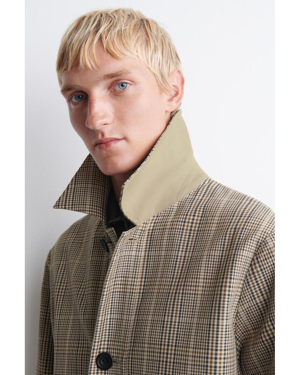 COS Natural Reversible Checked Car Coat for men