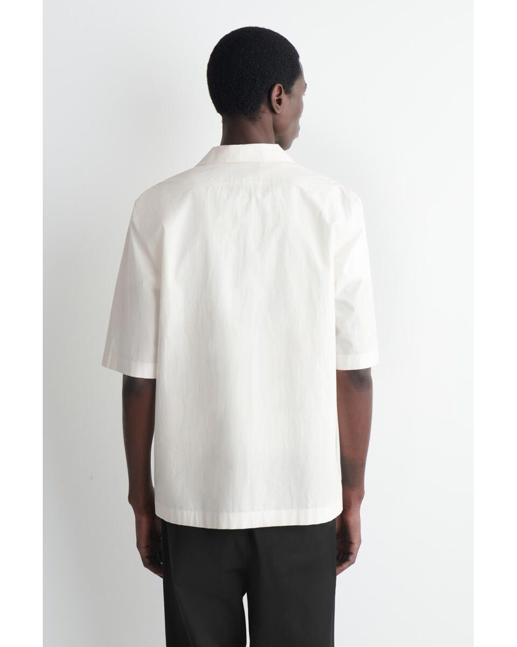 COS White Camp-Collar Slim-Fit Cotton Shirt for men