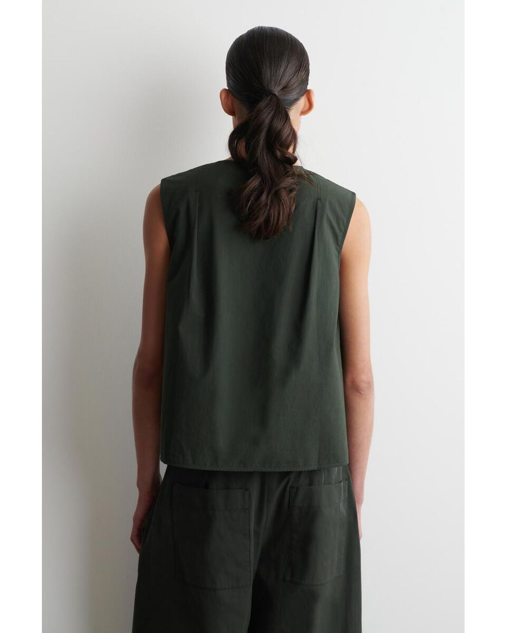 COS Black Pleated Sleeveless Top