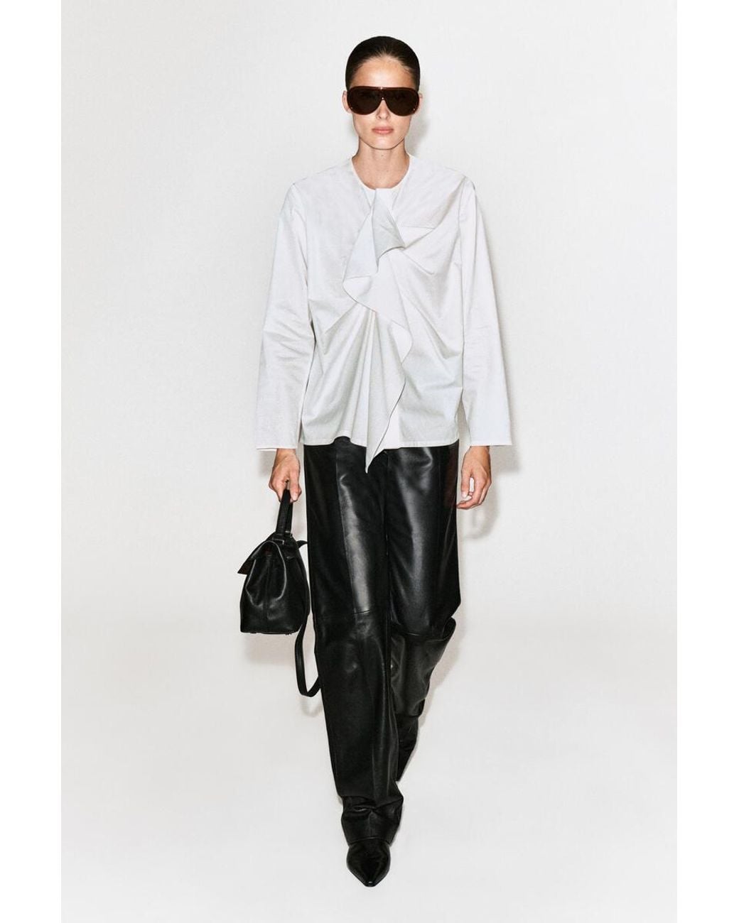 COS White Ruffled Cotton Blouse