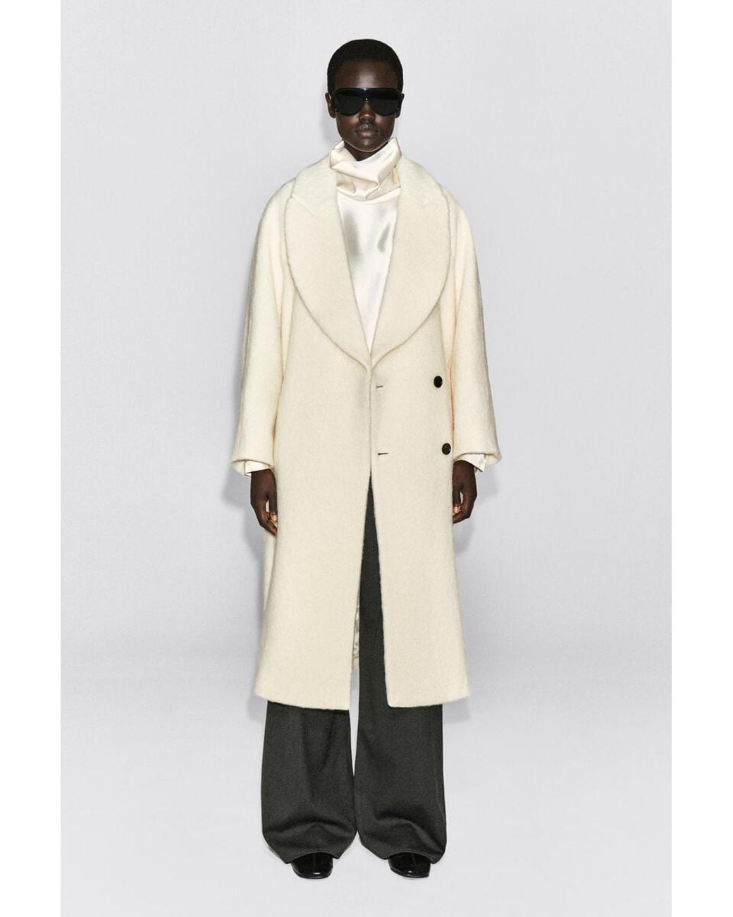 COS Natural Brushed Wool Maxi Coat