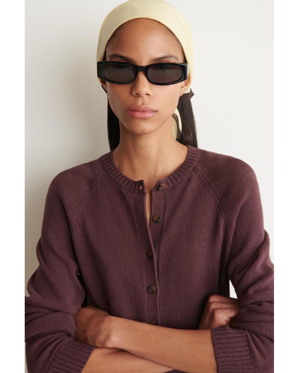 COS Purple Knitted Linen Cardigan