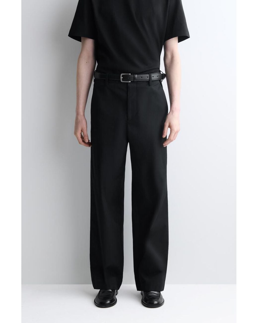 COS Black Cotton Relaxed-Fit Wide-Leg Chinos for men