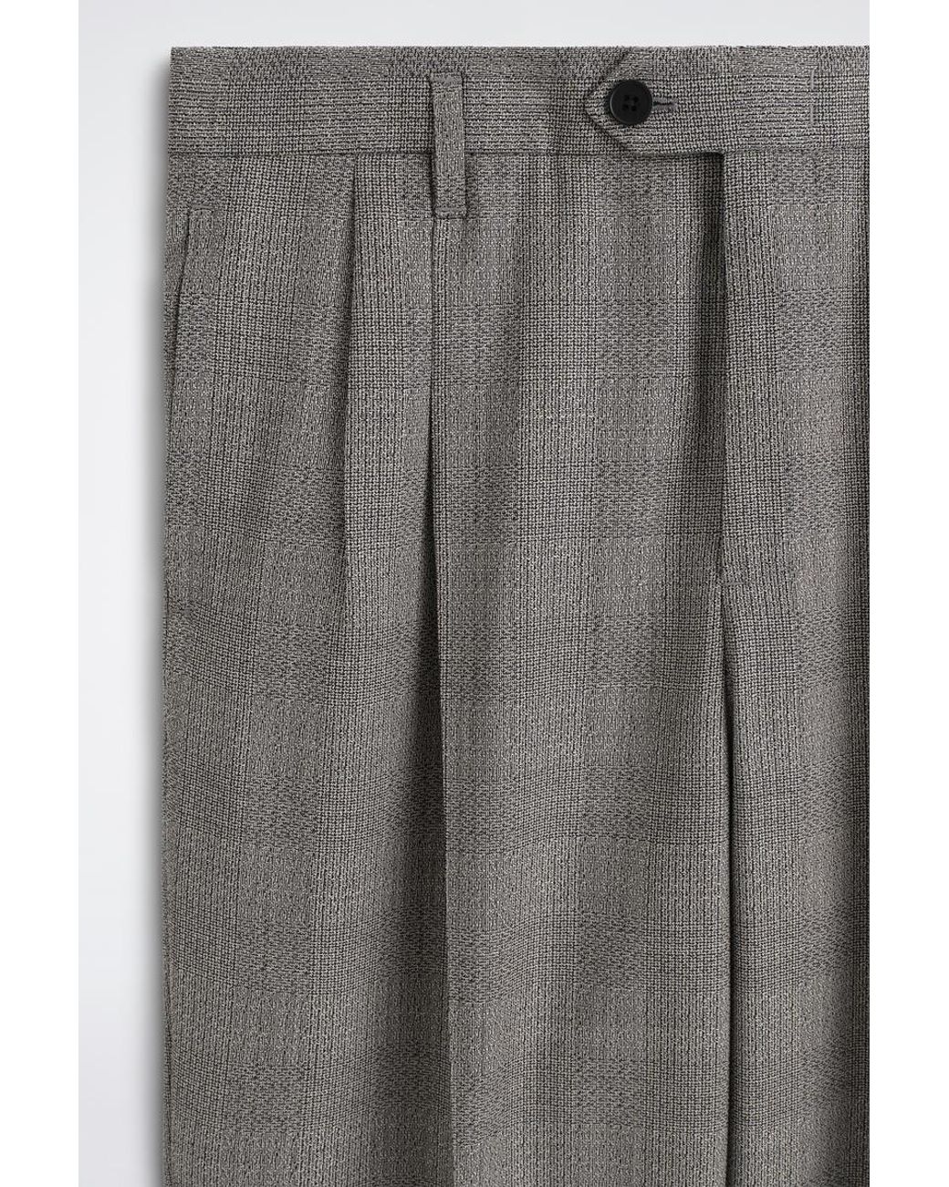 COS Gray Checked Textured-Wool Relaxed-Fit Tapered Pants for men