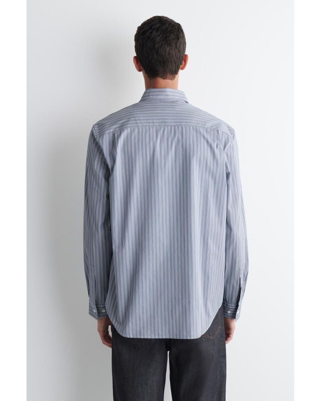 COS Blue Relaxed Striped Cotton Shirt for men