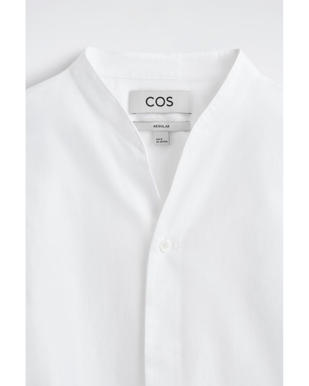 COS White Grandad-Collar Cotton Shirt for men