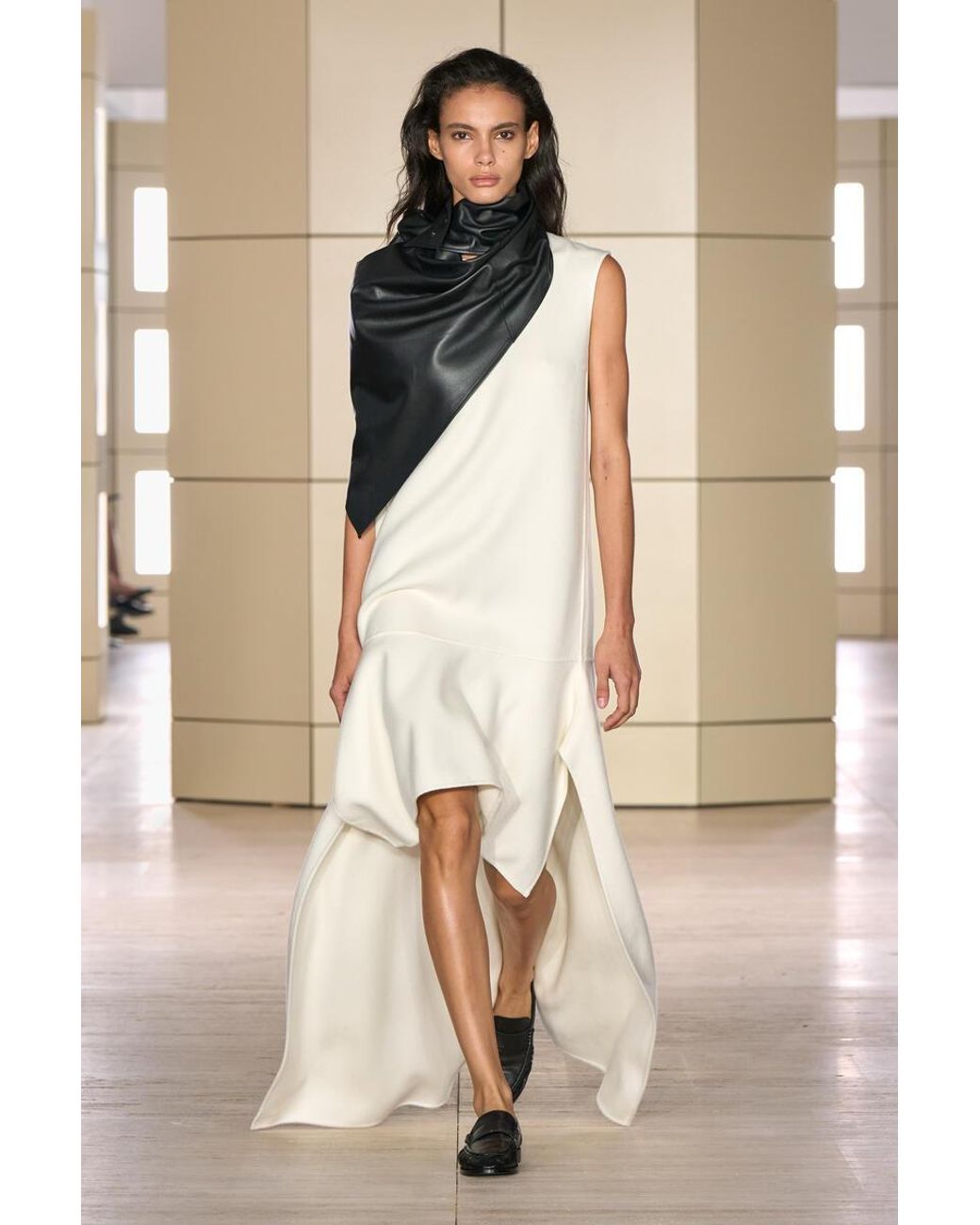 COS Natural Dropped-Waist Double-Faced Wool Dress