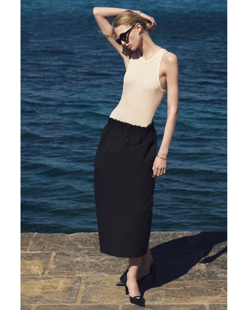 COS Natural Ribbed Silk Tank Top