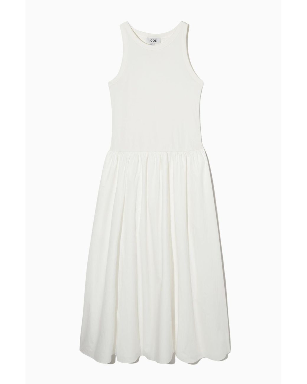 COS Contrast-panel Midi Dress in White | Lyst