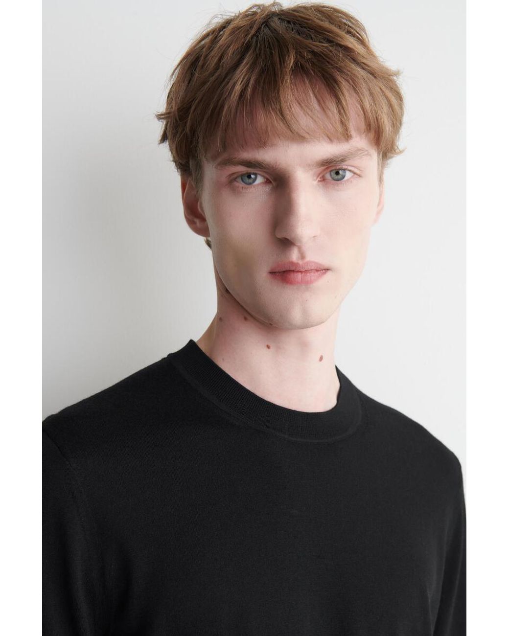 COS Black Slim Merino Wool Crew-Neck Jumper for men