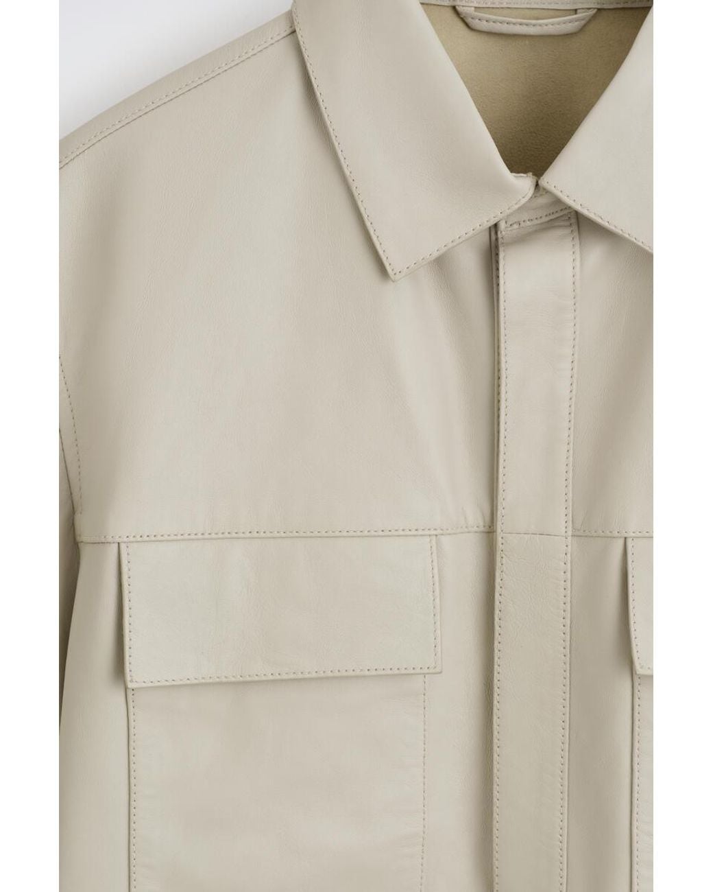 COS White Leather Short-Sleeved Shirt for men