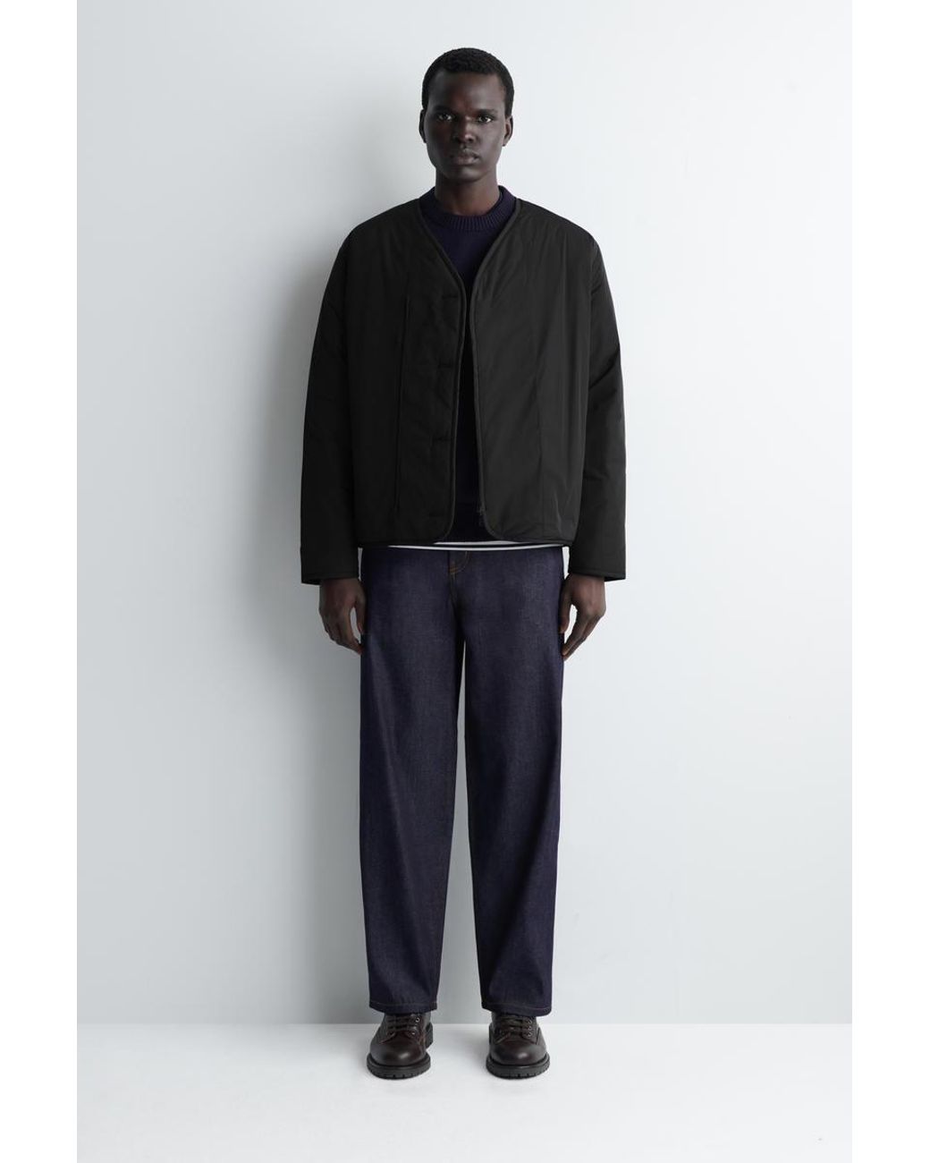 COS Black Reversible Quilted Jacket for men