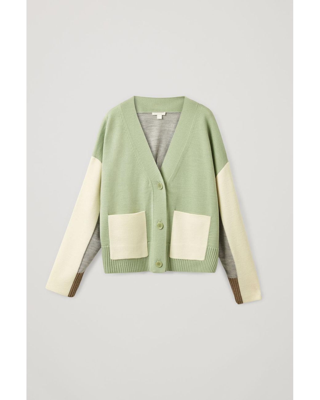 COS Colour-block Cardigan in Green | Lyst