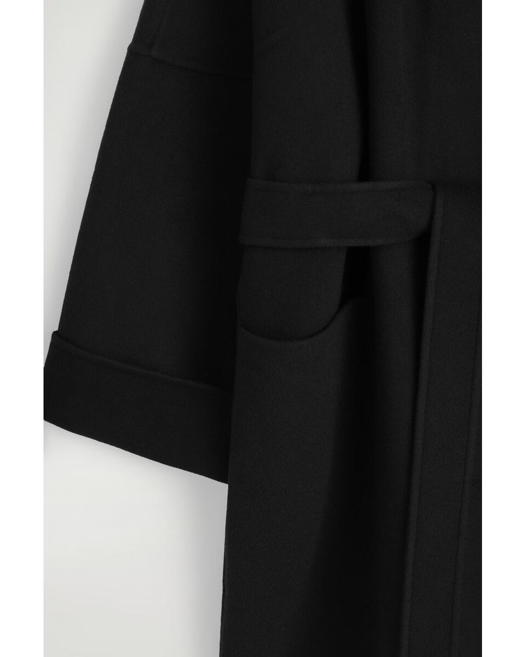 COS Black Oversized Double-Faced Wool Shawl Coat