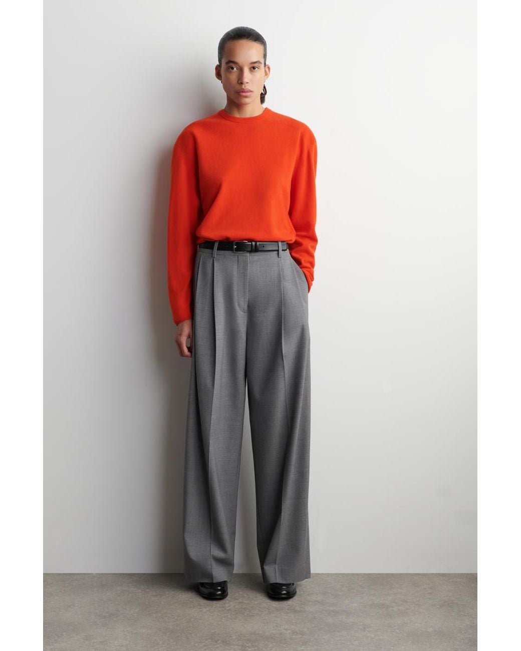 COS Orange Merino Wool Crew-Neck Sweater